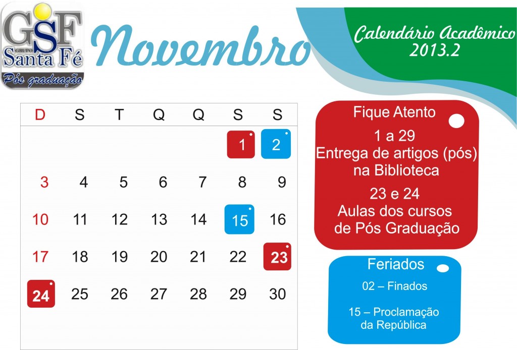 novembro calendário acadêmico 2013.2 pos