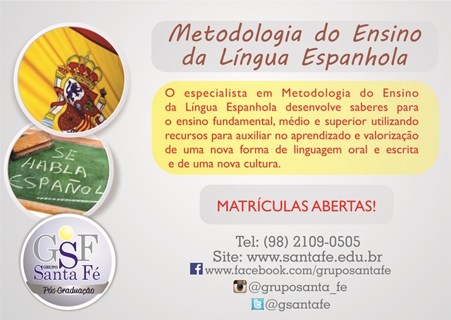 Pós Graduação em Metodologia da Língua Espanhola. Matriculas Abertas