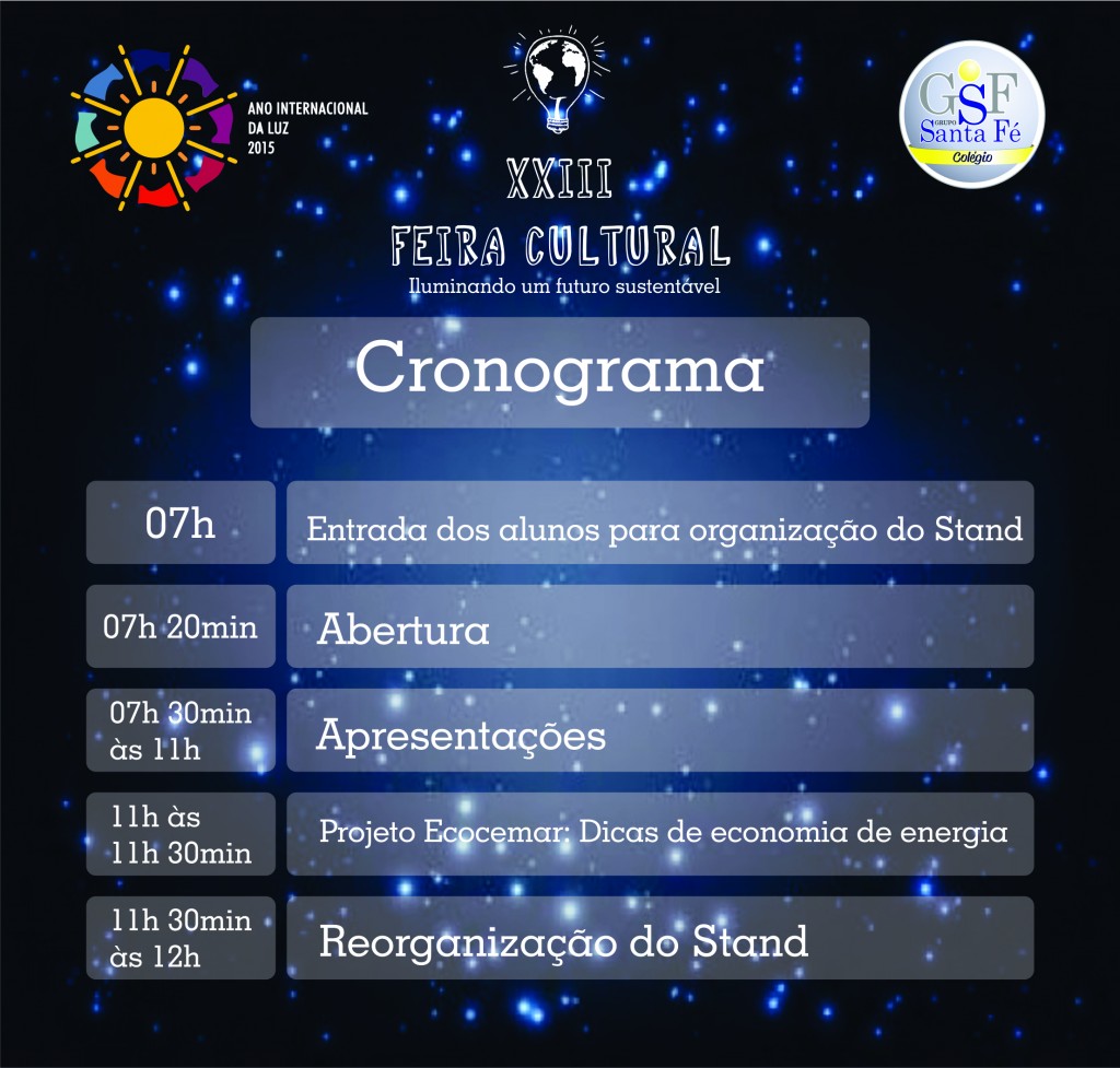 Marca da XXIII feira cultural cronograma