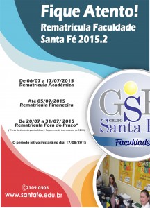 Fique Atento: Rematrícula Faculdade Santa Fé 2015.2